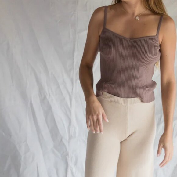 Raised By Water Women's Knit Tank in Taupe - Picture 1 of 6